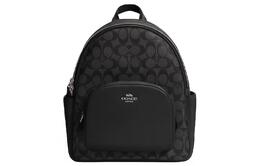 Рюкзак среднего размера унисекс черный Coach из холста с кожаной спинкой 5671-svtsq