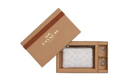 Кошелек-клатч на молнии с кожаными вставками и запястным ремнем Trumpets Women's Silver & Chalk Coach cn044-svrfi