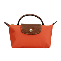 Сумка-пельмень из ткани и кожи с аппликацией Unisex оранжевая Longchamp 34175089p85