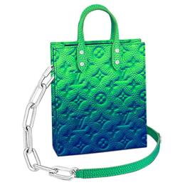 Сумка Sac Plat Xs из кожи Taurillon Illusion сине-зеленого цвета Louis Vuitton m81221
