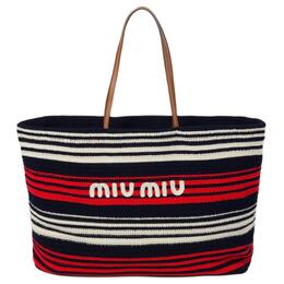 Сумка-шоппер из ткани Женская Синяя и Красная и Белая Miu Miu 5bg280_2cqn_f0ykq_v_ooo