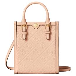 T Monogram Кожаная Сумка Тот Шоппер Плечевая Сумка Через Плечо Мини Женская Розово-Красный Tory Burch 158515-652