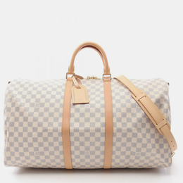 Louis Vuitton White Damier Azur Canvas Keepall Bandouliere 55 Shoulder Bag 1157016