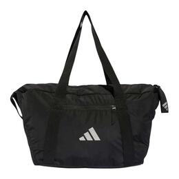 Полиэстеровая портативная дорожная сумка Adidas женская черная с металлическим серебром it2122 | black & metallic silver