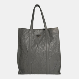 Prada Grey Antique Nappa Leather Medium Tote Bag 1163066