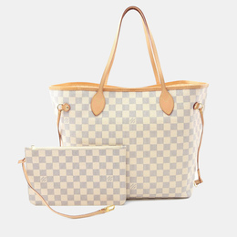 Louis Vuitton Neverfull MM White Damier Azur Canvas Tote Bag 1164209