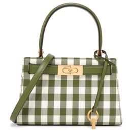 Сумка через плечо Lee Radziwill из ткани с кожаными вставками мини женская оливково-зеленая с белым Tory Burch 81851-304