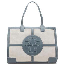 Сумка-шоппер Ella с кожаной отделкой, наплечная сумка, дамская сумка, обычный размер, сине-белая Tory Burch 73210-250