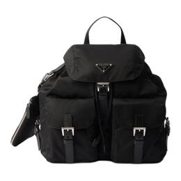 Сумка-рюкзак женская чёрная Prada с деталями из сафьяновой кожи 1bz811-rv44-f0002-v-oto