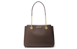 Сумка-шоппер Teagen из холста с кожаными деталями коричневый Michael Kors 35s0gxzs7b-brown