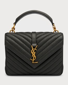 Сумка через плечо College среднего размера с клапаном YSL из стеганой кожи Saint Laurent, цвет Black prod236680444 | black