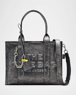 Большая кожаная большая сумка с потертостями Marc Jacobs, темно-серый prod276100183 | dark grey