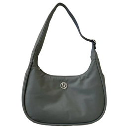 Сумка наплечная нейлоновая женская зелено-серая Lululemon lw9eucs-grsg | green gray