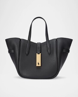 Маленькая большая сумка из зернистой кожи Polo Ralph Lauren, черный prod276160238 | black