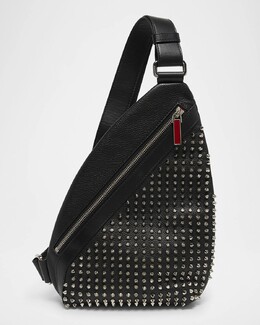 Мужская кожаная сумка-слинг Empire Spikes в стиле фанк Christian Louboutin, черный prod273980006 | black