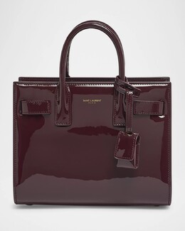 Сумка Sac de Jour Nano с верхней ручкой из лакированной кожи Saint Laurent, темно-красный prod276041057 | dark red wine