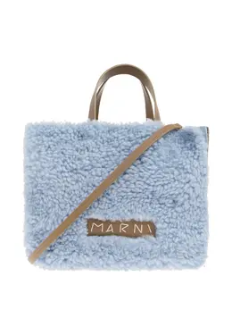 Сумка-шоппер с отделкой из овчины Marni, синий 31577937 | синий