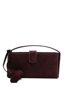 Magda Butrym Apolonia rose-embellished suede clutch bag 29651301