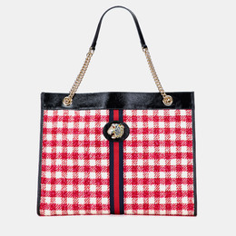 Gucci Red Large Web Tweed Rajah Tote 1194194