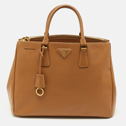 Prada Caramel Brown Saffiano Lux Leather Large Galleria Double Zip Tote 1197175