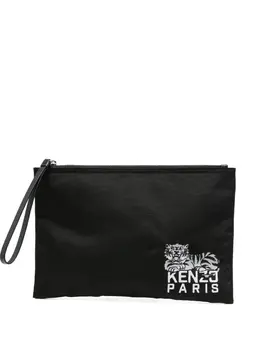 Kenzo logo-embroidered clutch bag 31605610