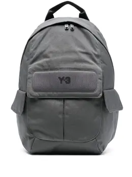 YSL Y-3 Logo Pocket Backpack with Adjustable Shoulder Straps in Grey, Model 31456007