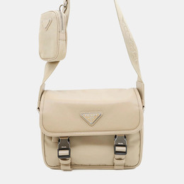 Prada Re-Nylon x Saffiano Beige Nylon Leather Shoulder Bag 1209264