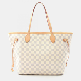 Louis Vuitton Neverfull MM White Damier Azur Canvas Shoulder Bag 1196698