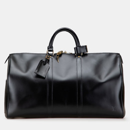 Louis Vuitton: Чёрная сумка  Keepall 50