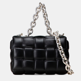 Bottega Veneta Black Nappa Intrecciato Padded Chain Cassette Satchel 1224463