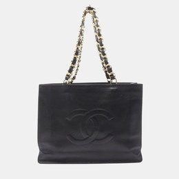 Chanel: Чёрная сумка-шоппер 