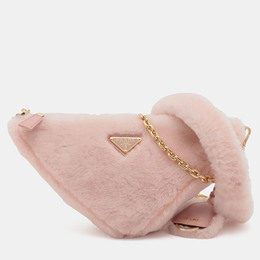 Prada Pink Mini Shearling Triangle Satchel 1229380