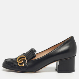 Gucci: Чёрные лоферы  GG Marmont