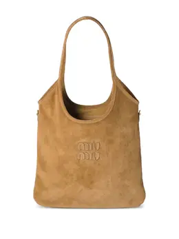 Miu Miu Ivy suede logo-detail shoulder bag 31081452