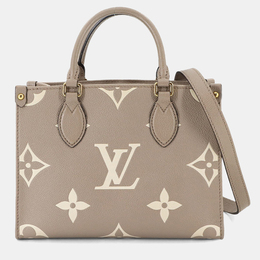 Louis Vuitton Two-Tone Monogram Empreinte On-The-Go Pm 2-Way Tote Tourterelle Creme 1232049