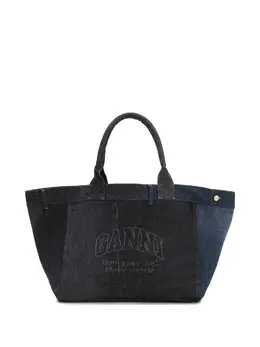 Джинсовая сумка-тоут с пэчворком Ganni, синий 31855264 | синий