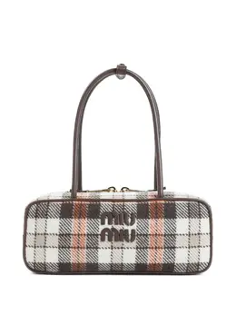 Клетчатая сумка на плечо с верхней ручкой Miu Miu, коричневый 31887204 | коричневый