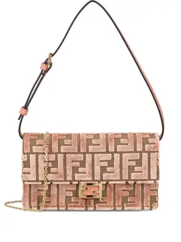 Fendi medium Baguette jacquard-velvet shoulder bag 31917698