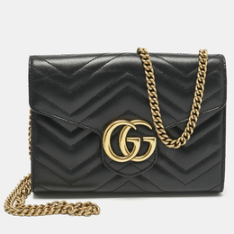 Gucci: Чёрный кошелёк  GG Marmont