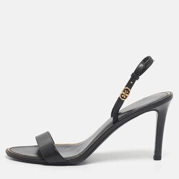 Tory Burch: Чёрные сандалии  Double T