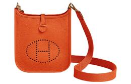 Hermes Кожаная мини-сумка через плечо Evelyne Clemence цвета слоновой кости h069426ccdx