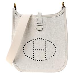 Hermes Сумка кроссбоди Evelyne из телячьей кожи мини кремово-белая женская ho85945ckbh