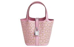 Hermes Сумка Пикотин Лок Свифт из телячьей кожи корзинка ведро женская парча тыква фиолетовый медный красный белый h083697ckaa