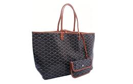 Goyard Сумка-шоппер из комбинированной телячьей кожи малого размера для женщин черно-коричневая amalouis-pm-03