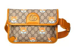 Gucci Холщовая поясная сумка с кожаной отделкой малого размера унисекс черно-коричневая 647817-2yvbg-8695