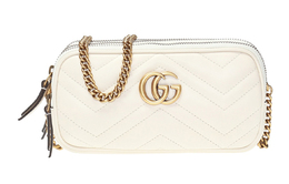 Gucci Мармонт Сумка через плечо мини из стёганой кожи женская белая 546581-dtdct-9022