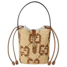 Gucci Рафия сумка ведро миниатюрная наплечная унисекс оригинал и коричневый 816284-9aagl-8782