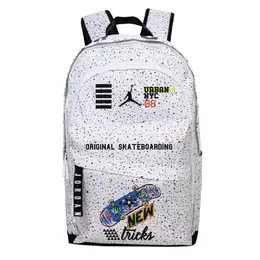 Jordan Большой унисекс рюкзак из полиэстера белого цвета, New jd2133032gs-008（team378-可爱猫x1) | new