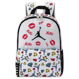 Jordan Полиэстеровый рюкзак обычный унисекс белый, Cartoon Lip Print dz3755-100(team378-zimu x1) | cartoon lip print