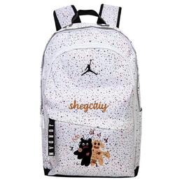 Jordan Большой унисекс рюкзак из полиэстера белого цвета, Cat and Dog Buddy Hugging jd2133032gs-008（team378-可爱猫x1) | cat and dog buddy hugging